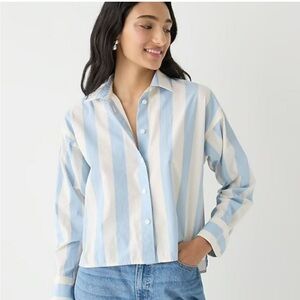Relaxed-fit cropped shirt in Barlow stripe